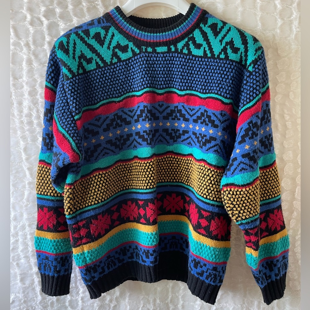Elevenparis: Mens multi color Knit Sweater (S).